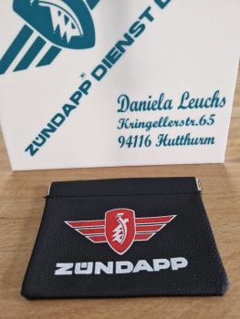 Zündapp Kunstleder Aufbewahrungstasche 15 x 10,5cm beidseitig bedruckt.